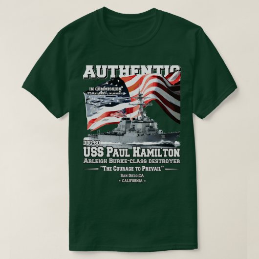 USS Paul DDG60アーリーバーケクラス駆逐艦 Tシャツ (デザイン正面)