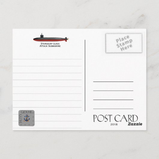 USS PINTADO SSN-672攻撃潜水艦 – ポストカード (裏面)