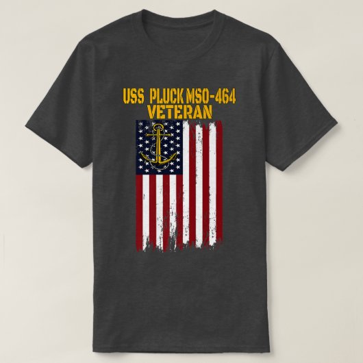 USS Pluck MSO464 Minesweeper Warship Veteran Fathe Tシャツ (デザイン正面)