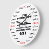 USS Plunkett (DD-431) ラージ壁時計 (傾斜)