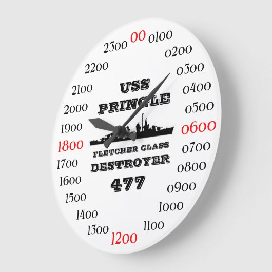 USS Pringle (DD-477) ラージ壁時計 (傾斜)
