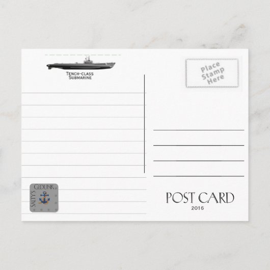 USS QUILLBACK SS-424潜水艦 – ポストカード (裏面)