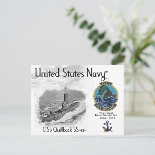 USS QUILLBACK SS-424潜水艦 – ポストカード (スタンド正面)