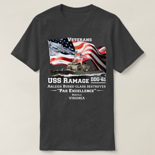 USS Ramage DDG61デストロイヤー Tシャツ (デザイン正面)