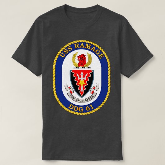 USS Ramage DDG61 woテキスト Tシャツ (デザイン正面)