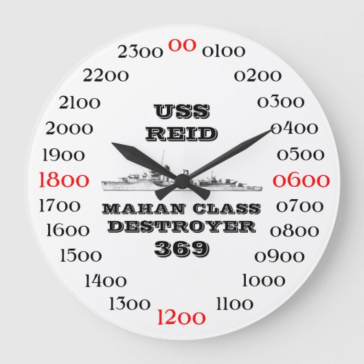 USS Reid (DD-369) ラージ壁時計 (正面)