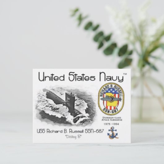 USS RICHARD B. RUSSELL SSN-687潜水艦はがき ポストカード (スタンド正面)