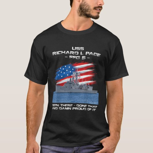 USS Richard L Page FFG 5 Class Frigate American Fl Tシャツ (正面)