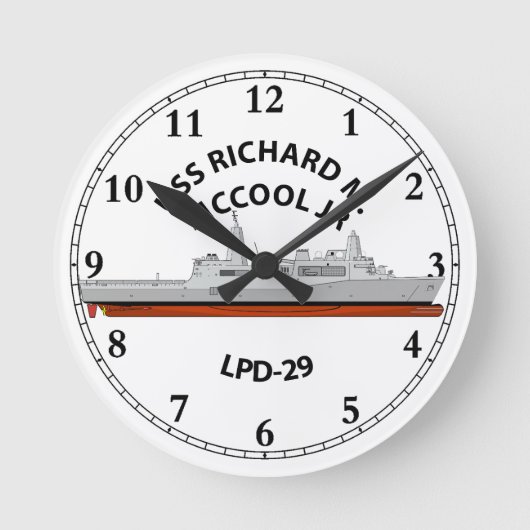 USS RICHARD M MCCOOL JR, LPD-29，サンアントニオ， ラウンド壁時計 (正面)