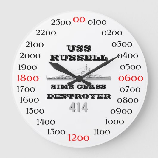 USS Russell (DD-414) ラージ壁時計 (正面)