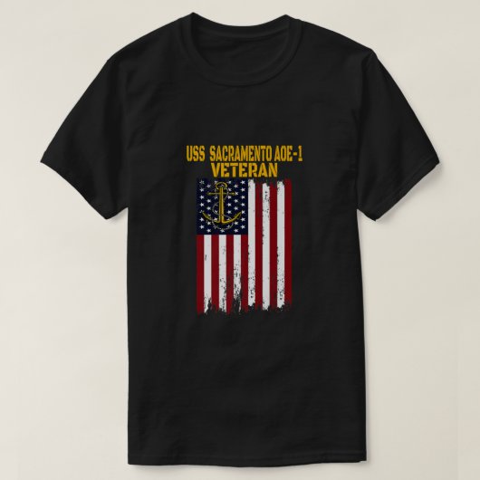 USS Sacramento AOE-1高速戦闘支援船Vete Tシャツ (デザイン正面)