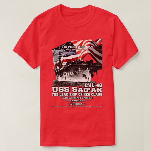 USS Saipan CVL48軽航空機輸送退役軍人 Tシャツ (デザイン正面)