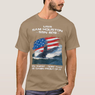 USS Sam Houston SSN609アメリカ国旗の潜水艦の獣医 Tシャツ