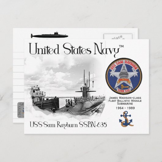 USS SAM RAYBURN SSBN-635 SUBMARINE – ポストカード (正面/裏面)
