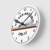 USS SAN ANTONIO, LPD-17, SAN ANTONIOクラス ラウンド壁時計 (傾斜)