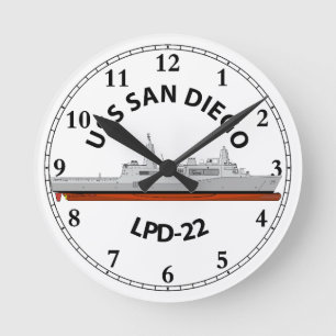 USS SAN DIEGO, LPD-22, SAN ANTONIOクラス ラウンド壁時計