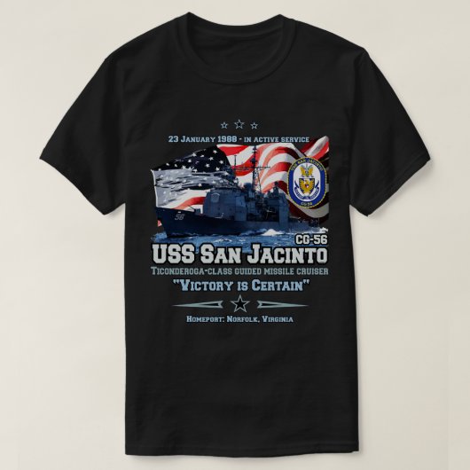 USS San Jacinto CG56クルーザー Tシャツ (デザイン正面)