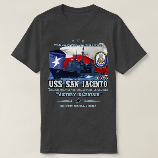USS San Jacinto CG56テキサス州プライド Tシャツ (デザイン正面)