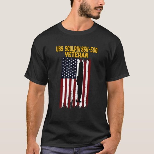 USS Sculpin SSN 590潜水艦退役軍人日父 Tシャツ (正面)