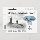 USS SKATE SSN-578潜水艦 – ポストカード (正面/裏面)