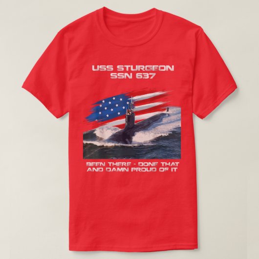 USS Sturgeon SSN637アメリカ国旗の潜水艦ベテラ Tシャツ (デザイン正面)