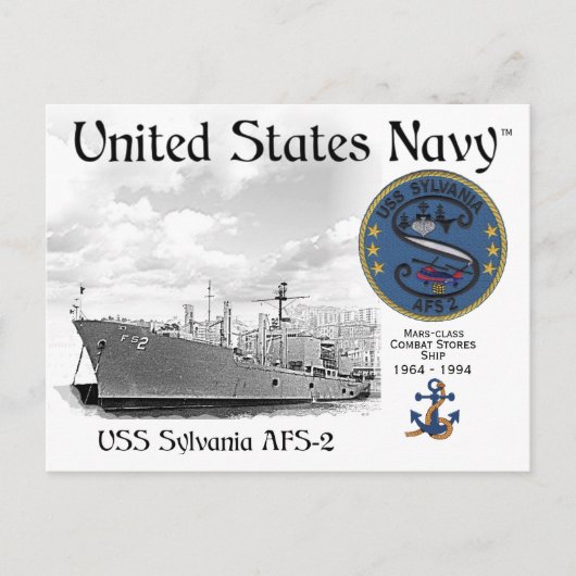 USS SYLVANIA  ATS-2  COMBAT STORES SHIP      ポストカード (正面)