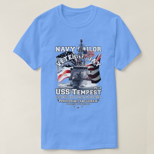 USS Tempest PC2沿岸巡視船退役軍人 Tシャツ (デザイン正面)