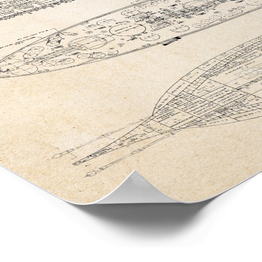 USS TEXAS Blueprint ポスター (角)