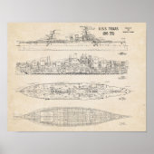 USS TEXAS Blueprint ポスター (正面)