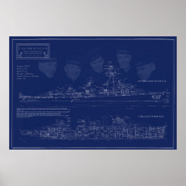 USS The Sullivans DD-537 Blueprint ポスター