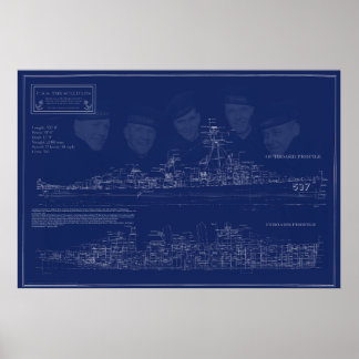 USS The Sullivans DD-537 Blueprint ポスター