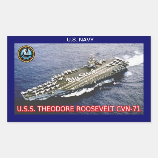 USS Theodore Roosevelt CVN-71ステッカー 長方形シール (正面)