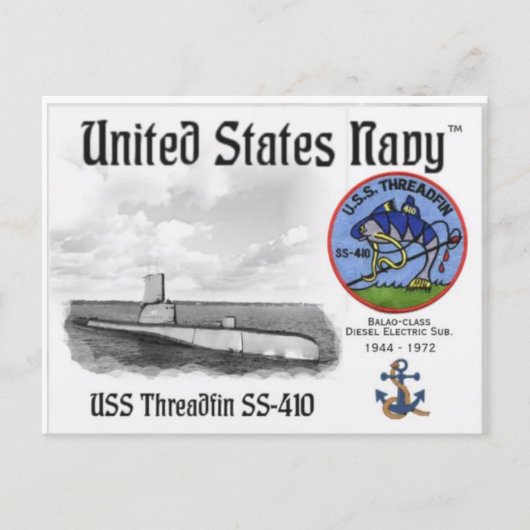 USS THREADFIN SS-410 SUB - – ポストカード (正面)