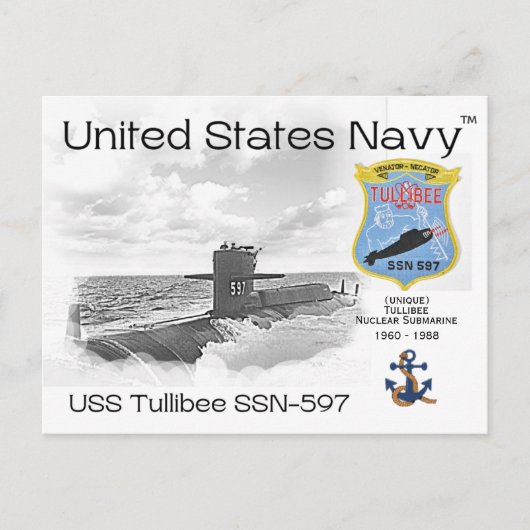 USS TULLIBEE SSN-597潜水艦 – ポストカード (正面)