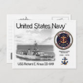 USS USS RICHARD E. KRAUS DD-849ポストカー ポストカード (正面/裏面)