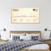 USS Vesuvius – 船舶設計図プランSD キャンバスプリント (インサイチュ (寝室))