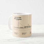 USS Vesuvius – 船舶設計図プランSD コーヒーマグカップ (正面左)