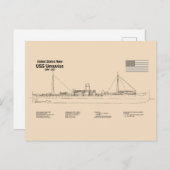 USS Vesuvius – 船舶設計図プランSD ポストカード (正面/裏面)