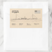 USS Vesuvius – 船舶設計図プランSD 長方形シール (バッグ)