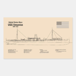 USS Vesuvius – 船舶設計図プランSD 長方形シール