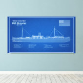 USS Vesuvius - Ship Blueprint Plans ABD キャンバスプリント (インサイチュ (ウッドフロア))