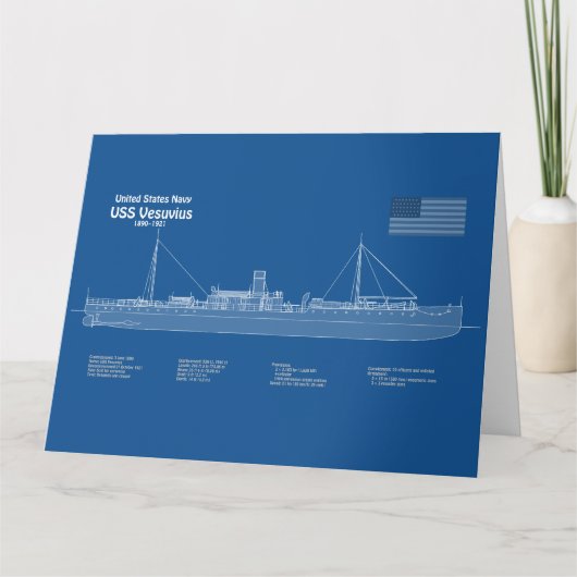 USS Vesuvius - Ship Blueprint Plans ABD サンキューカード (正面)