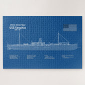 USS Vesuvius - Ship Blueprint Plans ABD ジグソーパズル (横)