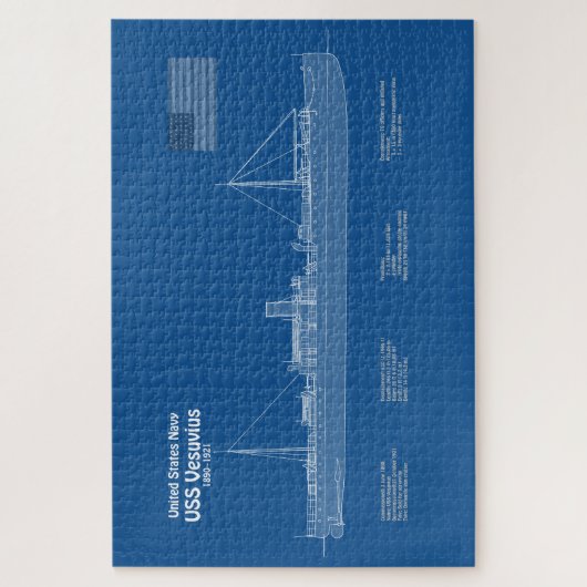 USS Vesuvius - Ship Blueprint Plans ABD ジグソーパズル (縦)