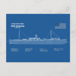 USS Vesuvius - Ship Blueprint Plans ABD ポストカード