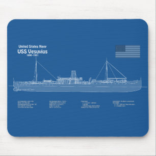 USS Vesuvius - Ship Blueprint Plans ABD マウスパッド