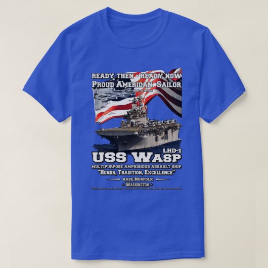 USS Wasp LHD1水陸両用突撃船 Tシャツ (デザイン正面)