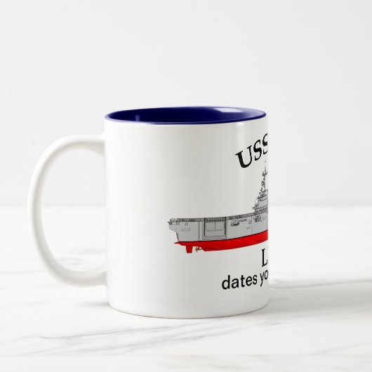 USS Wasp, LHD-1，カスタマイズ可能な日付を提供 ツートーンマグカップ (左)