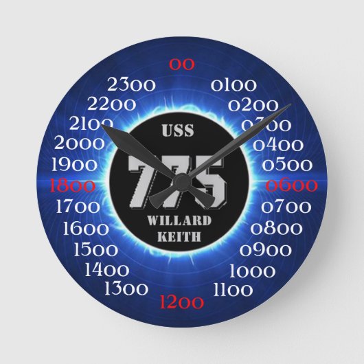 USS Willardキース(DD-775) ラウンド壁時計 (正面)