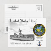 USS WILLIAM C. LAWE DD-763駆逐艦 ポストカード (正面/裏面)